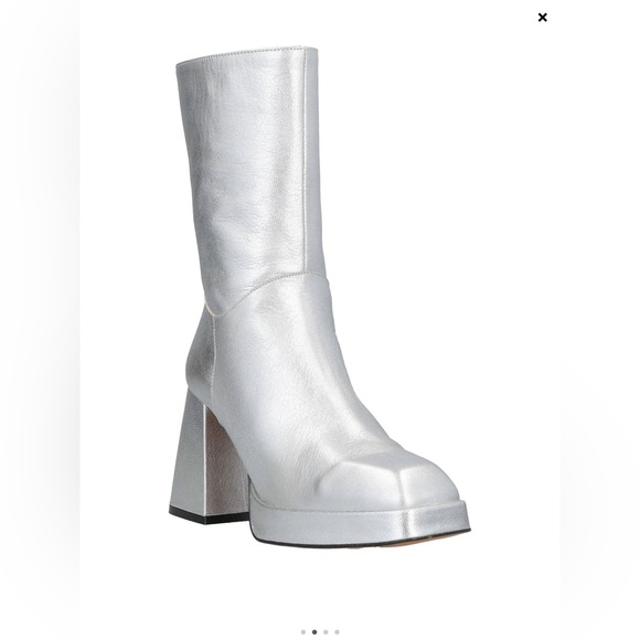 New Rare Silver Leather Retro Style Boots - Picture 2 of 6